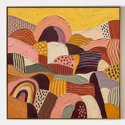 Amber Solace, hand-painted patterned field wall art by Diego Morales