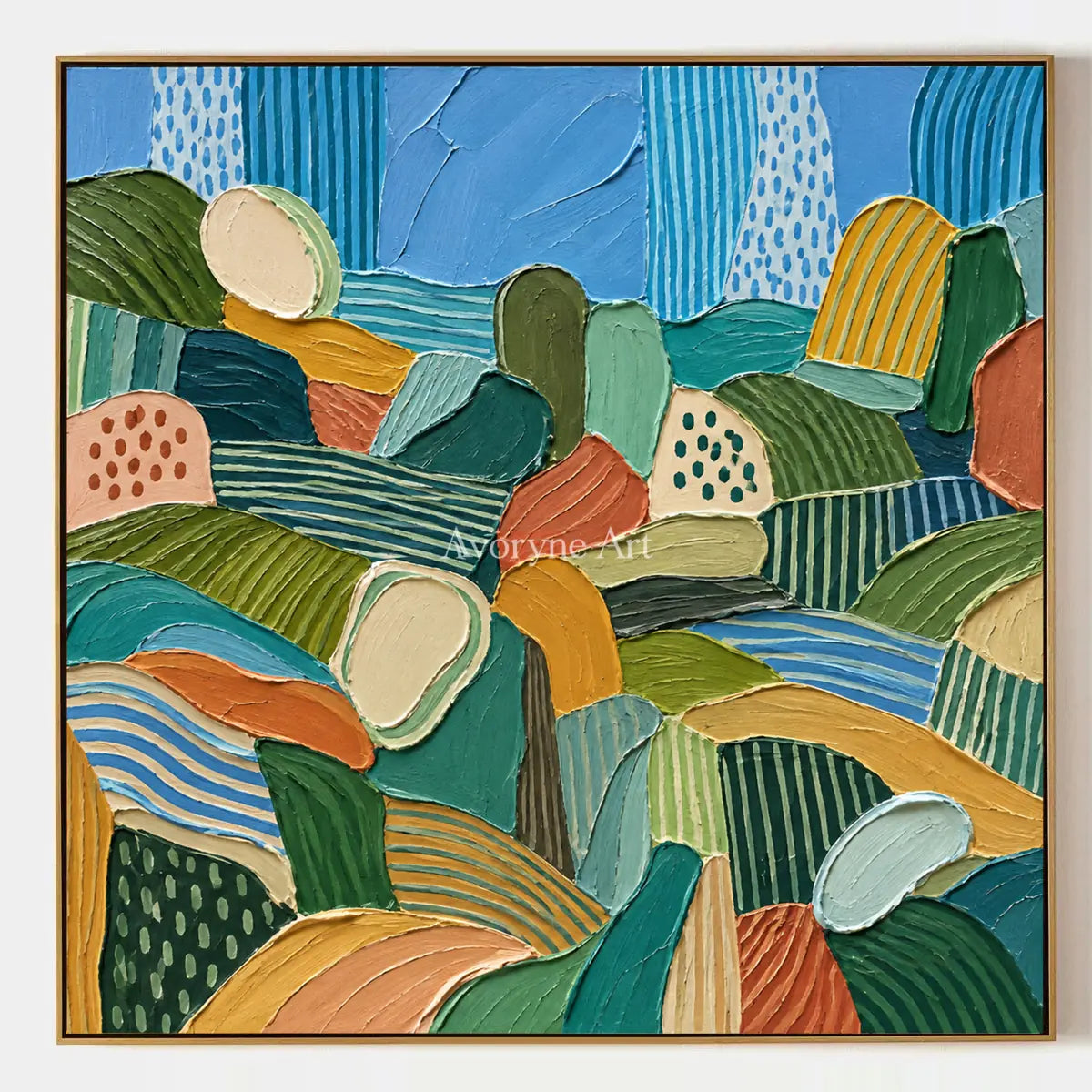 Soft Reverie, hand-painted patterned field wall art by Diego Morales