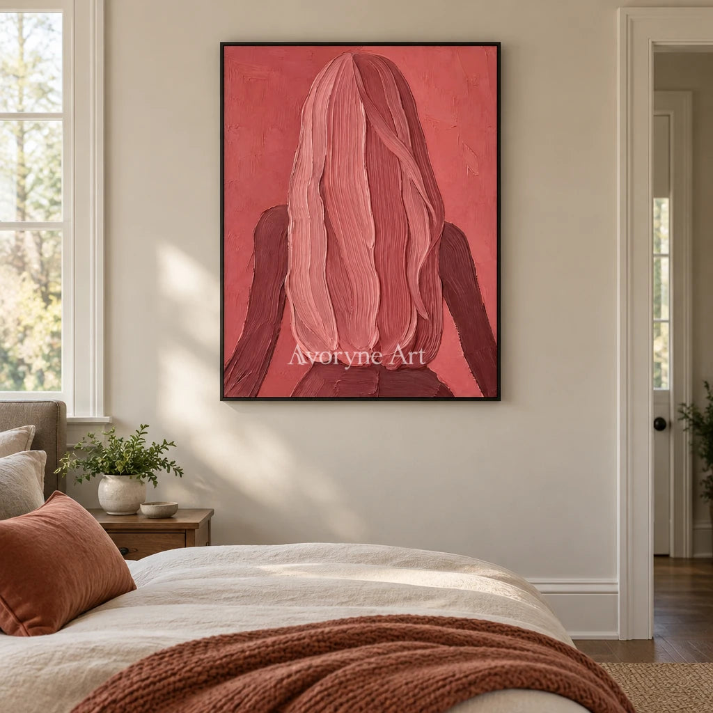 Rose Silhouette: Pink Female Figure Wall Art — bedroom black