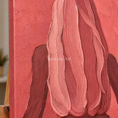 Rose Silhouette: Pink Female Figure Wall Art — detail easel