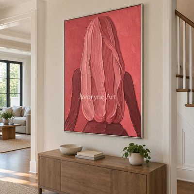 Rose Silhouette: Pink Female Figure Wall Art — entry silver