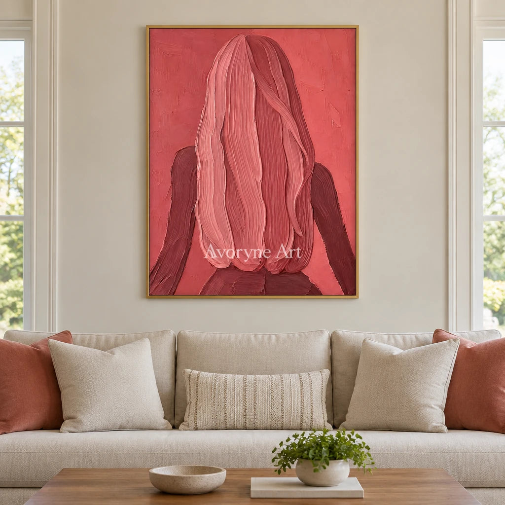 Rose Silhouette: Pink Female Figure Wall Art — living gold