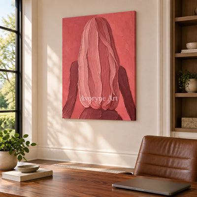 Rose Silhouette: Pink Female Figure Wall Art — office frameless