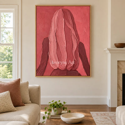 Rose Silhouette: Pink Female Figure Wall Art — villa wood