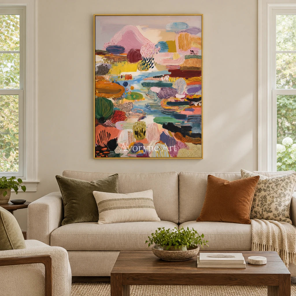 Ivory Distant Interval: Pink Organic Pattern — living gold