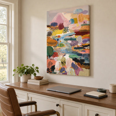 Ivory Distant Interval: Pink Organic Pattern — office frameless