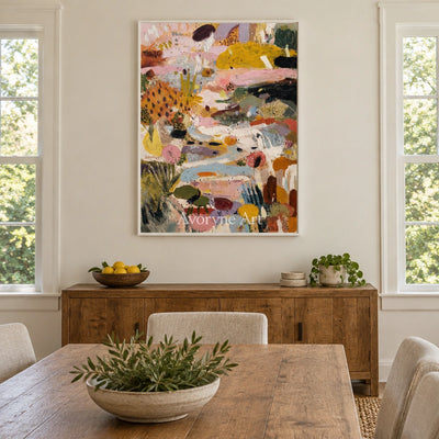 Ivory Distant Reverie: Pink Organic Pattern — dining white