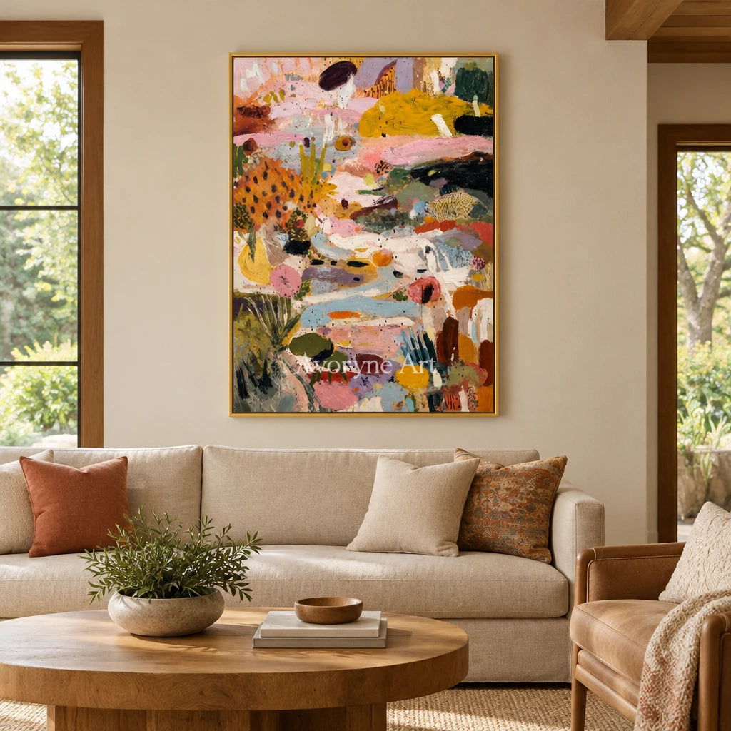 Ivory Distant Reverie: Pink Organic Pattern — living gold