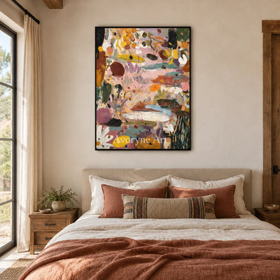 Ivory Distant Verse: Pink Organic Pattern — bedroom black