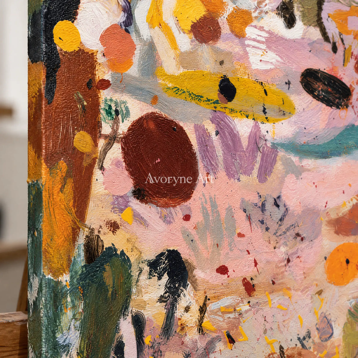 Ivory Distant Verse: Pink Organic Pattern — detail easel