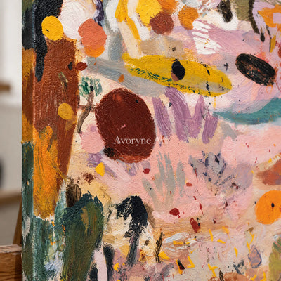 Ivory Distant Verse: Pink Organic Pattern — detail easel