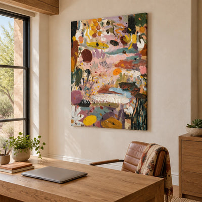 Ivory Distant Verse: Pink Organic Pattern — office frameless