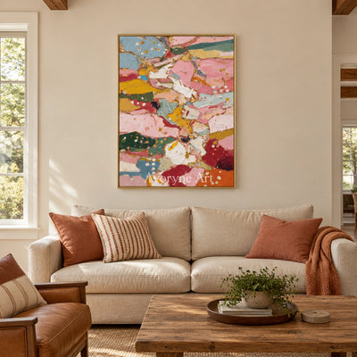 Ivory Distant Poem: Pink Patch Abstract — living gold