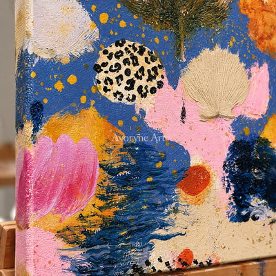 Ivory Tender Interval: Pink Pattern Abstract — detail easel