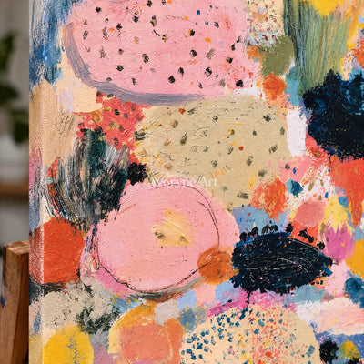 Ivory Tender Reverie: Pink Pattern Abstract — detail easel