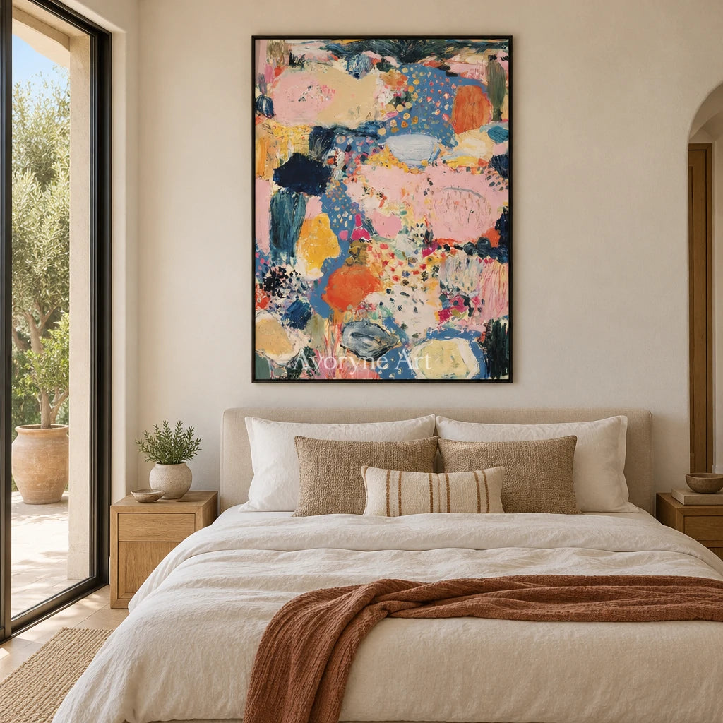 Ivory Tender Verse: Pink Pattern Abstract — bedroom black
