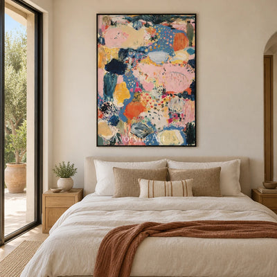 Ivory Tender Verse: Pink Pattern Abstract — bedroom black