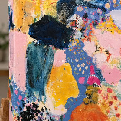 Ivory Tender Verse: Pink Pattern Abstract — detail easel