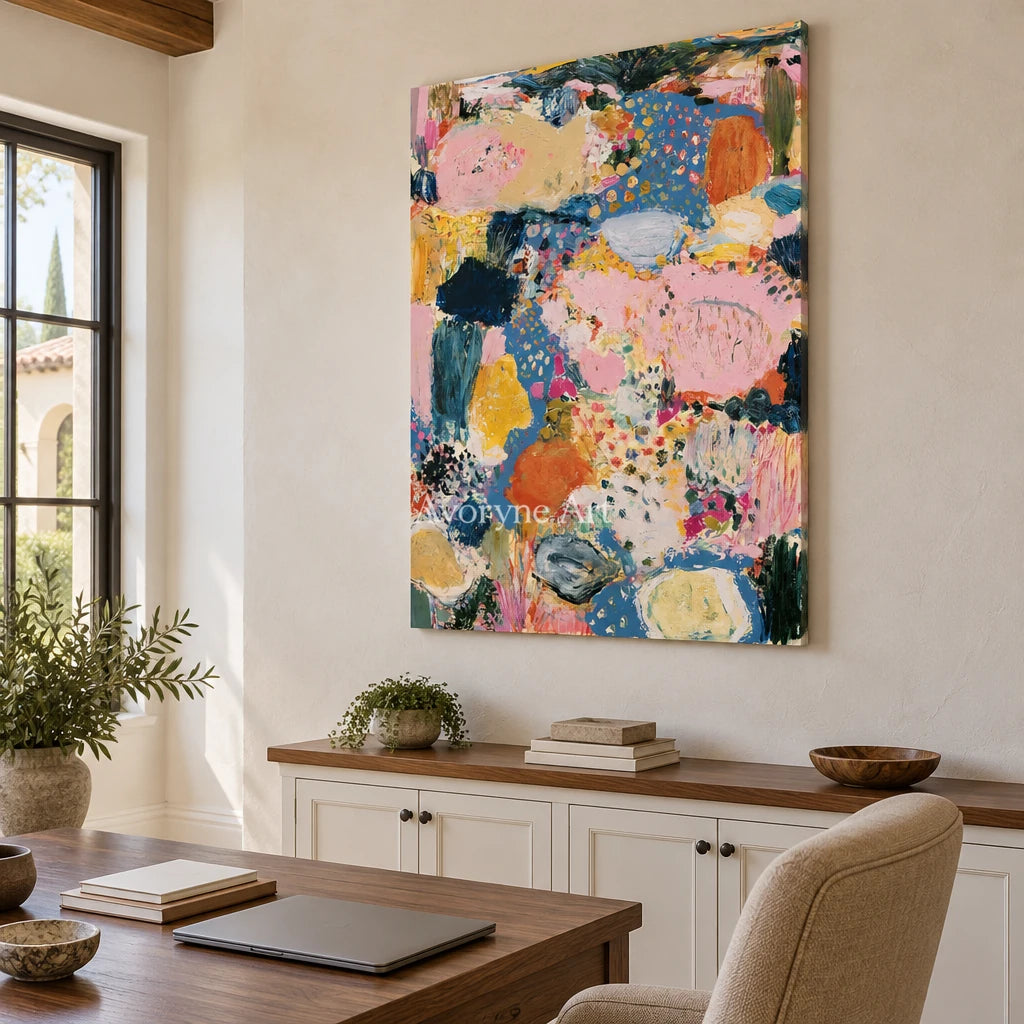 Ivory Tender Verse: Pink Pattern Abstract — office frameless