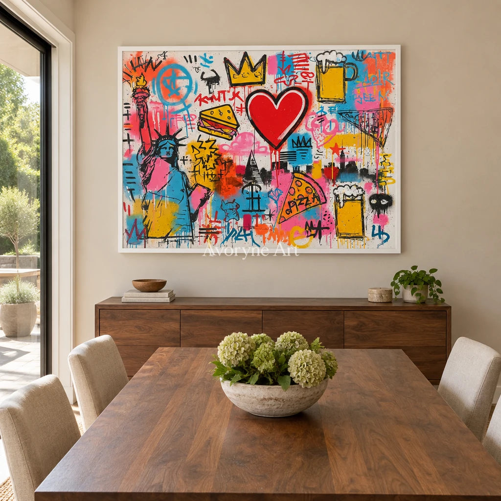 Ivory Open Meadow: Pink Symbol Graffiti — dining white