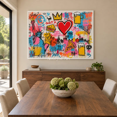Ivory Open Meadow: Pink Symbol Graffiti — dining white