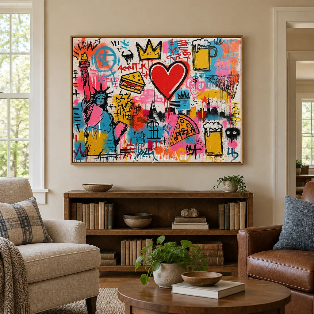 Ivory Open Meadow: Pink Symbol Graffiti — villa wood