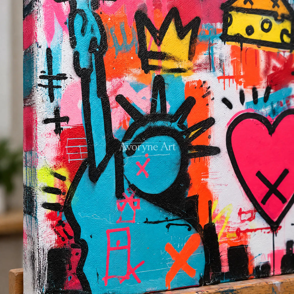 Ivory Open Light: Pink Symbol Graffiti — detail easel