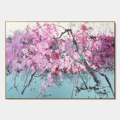 Pink Branch Rhapsody: Pink Textured Blossom Branch Wall Art — primary