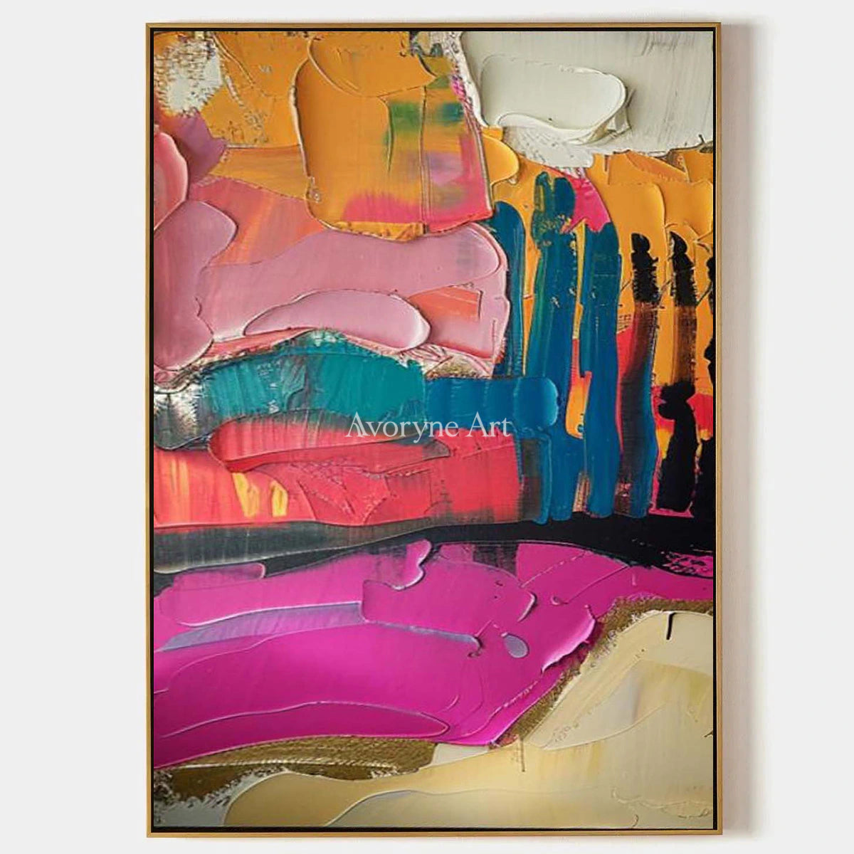 Rose Momentum: Pink Textured Colorful Abstract Wall Art — primary