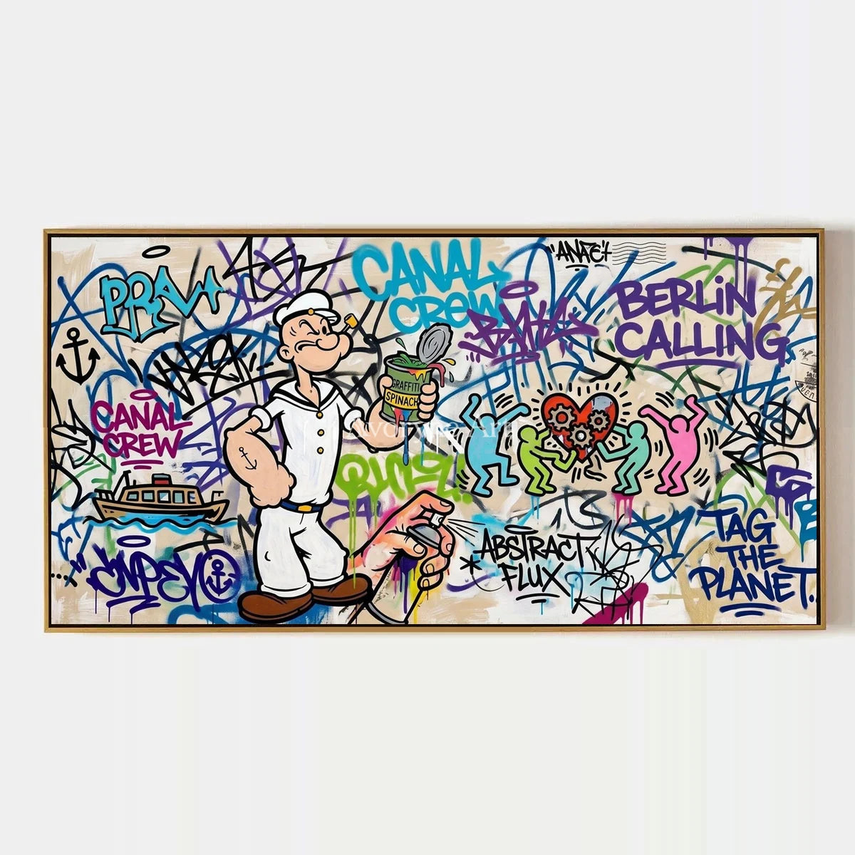 Soft Story, hand-painted playful character wall art by Jeroen van der Meer