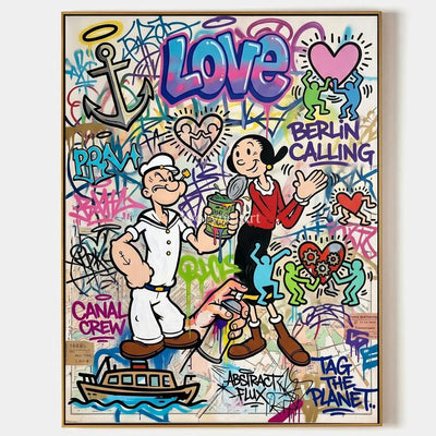 Soft Current, hand-painted playful character wall art by Jeroen van der Meer