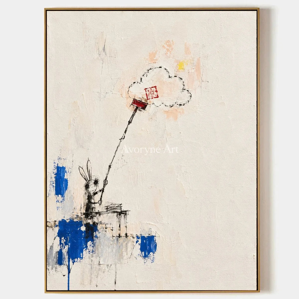 Open Drift, hand-painted playful character wall art by Jeroen van der Meer