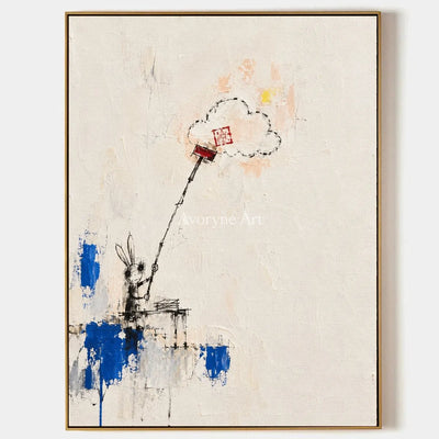 Open Drift, hand-painted playful character wall art by Jeroen van der Meer