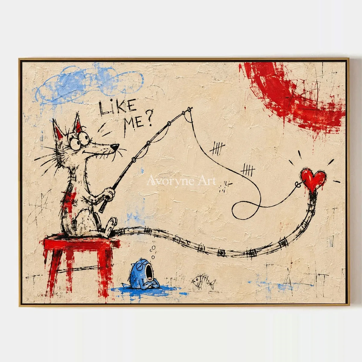 Distant Cadence, hand-painted playful character wall art by Jeroen van der Meer