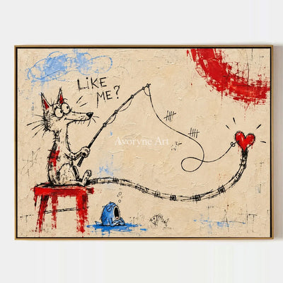 Distant Cadence, hand-painted playful character wall art by Jeroen van der Meer