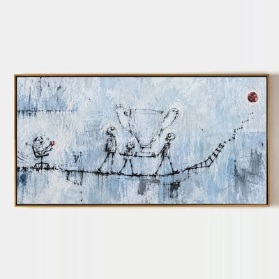 Lucent Cadence, hand-painted playful character wall art by Jeroen van der Meer