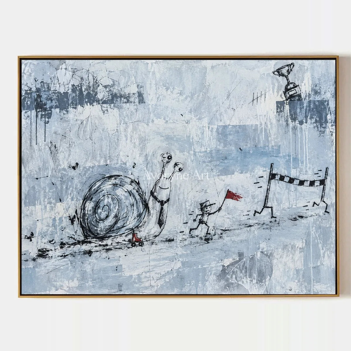Lucent Passage, hand-painted playful character wall art by Jeroen van der Meer