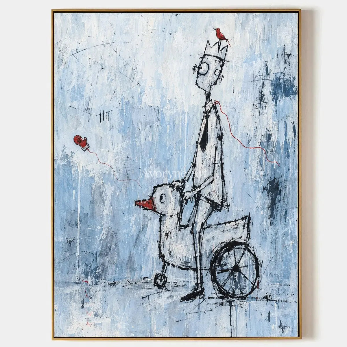 Lucent Reverie, hand-painted playful character wall art by Jeroen van der Meer