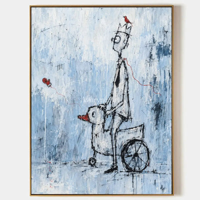 Lucent Reverie, hand-painted playful character wall art by Jeroen van der Meer