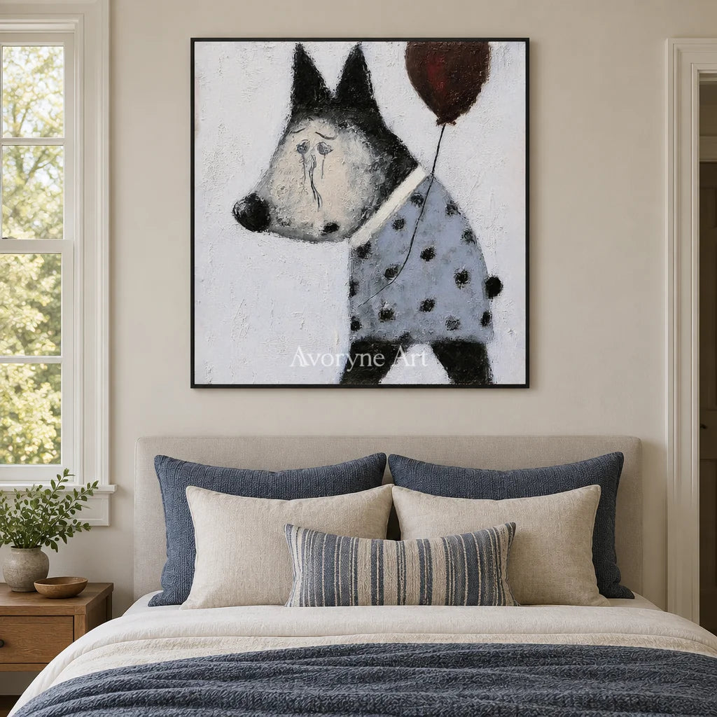 Aster Haze: Playful Dog Art — bedroom black