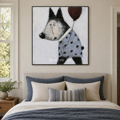 Aster Haze: Playful Dog Art — bedroom black