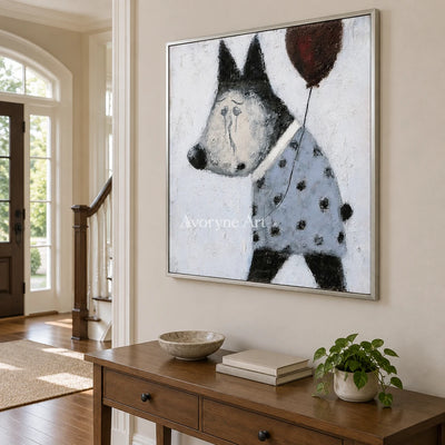 Aster Haze: Playful Dog Art — entry silver
