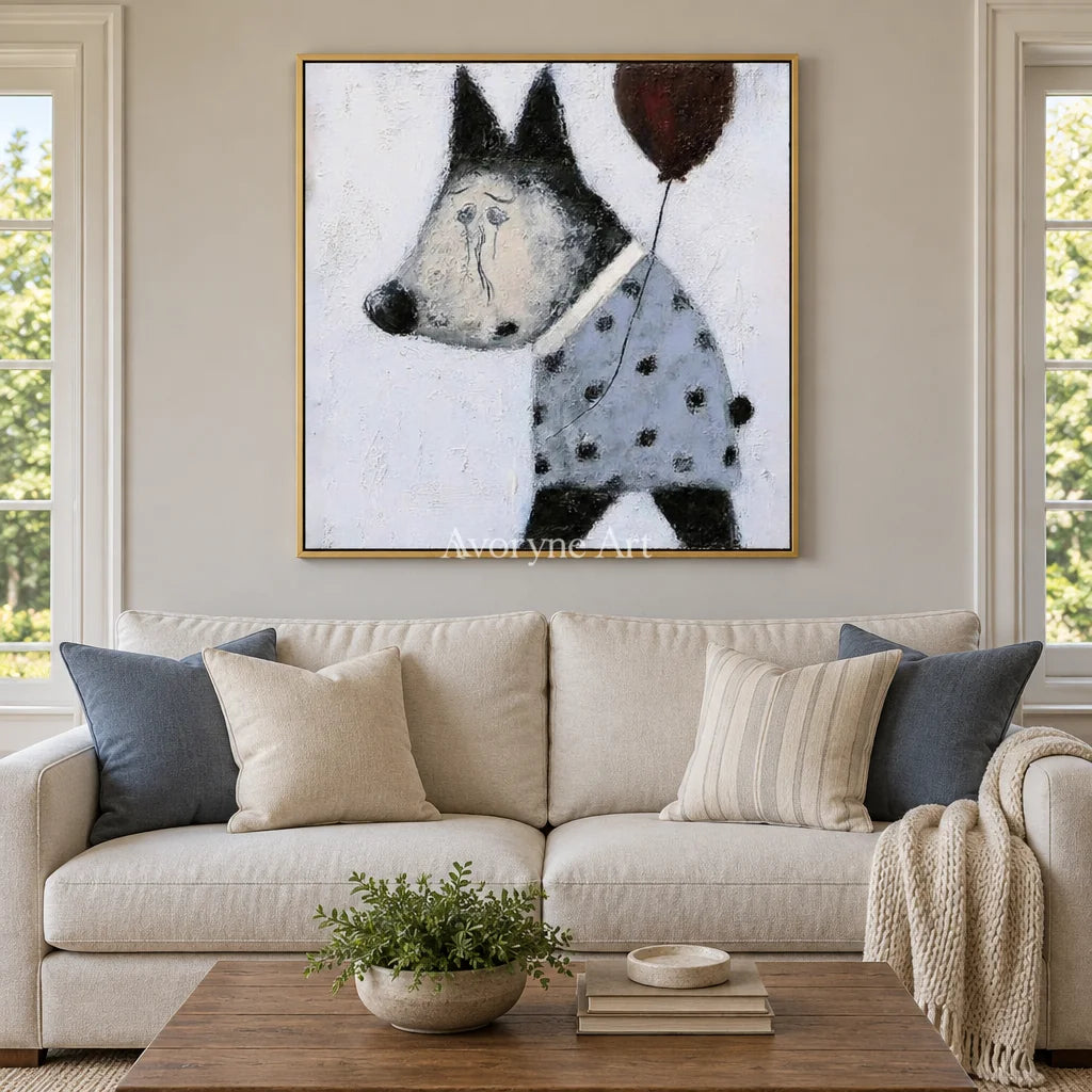 Aster Haze: Playful Dog Art — living gold