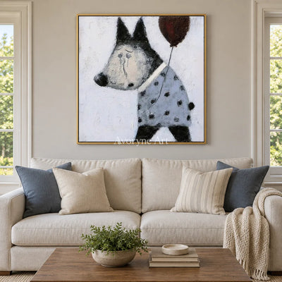 Aster Haze: Playful Dog Art — living gold
