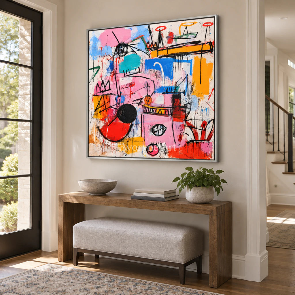 Chromatic Play: Pop Colorful Graffiti Faces Wall Art — entry silver