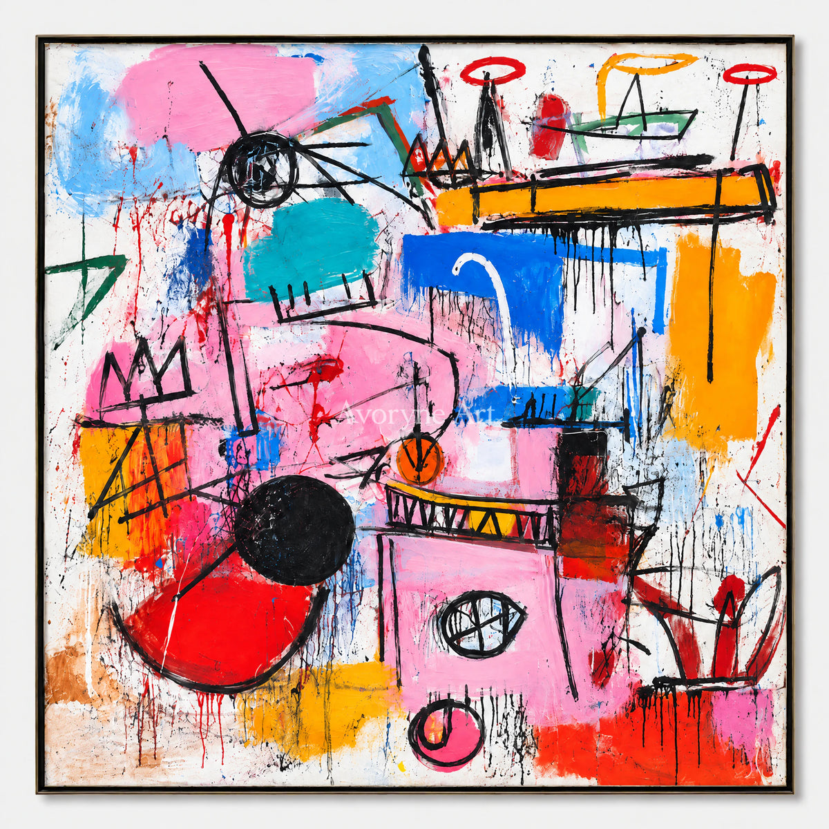 Chromatic Play: Pop Colorful Graffiti Faces Wall Art — primary