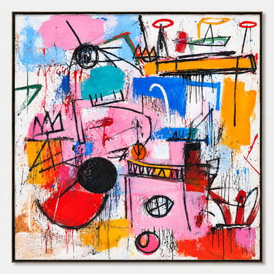Chromatic Play: Pop Colorful Graffiti Faces Wall Art — primary