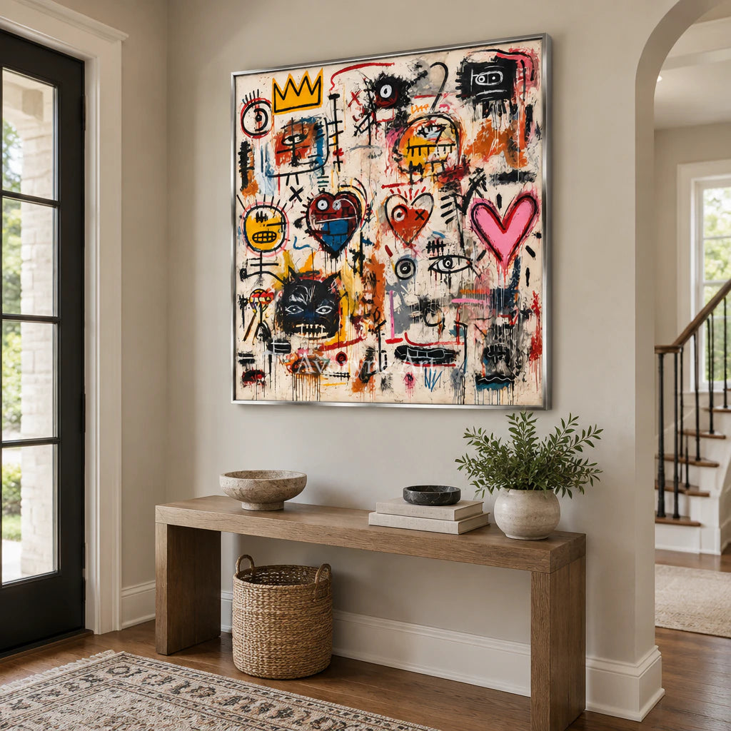Street Chorus: Pop Colorful Graffiti Faces Wall Art — entry silver