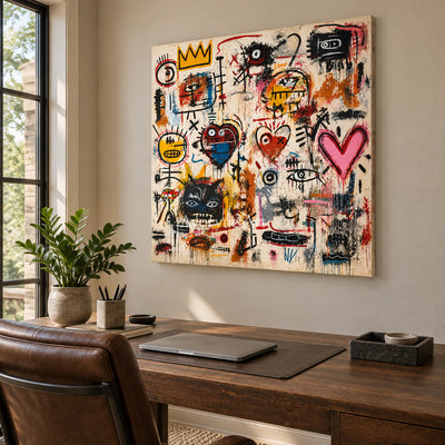 Street Chorus: Pop Colorful Graffiti Faces Wall Art — office frameless