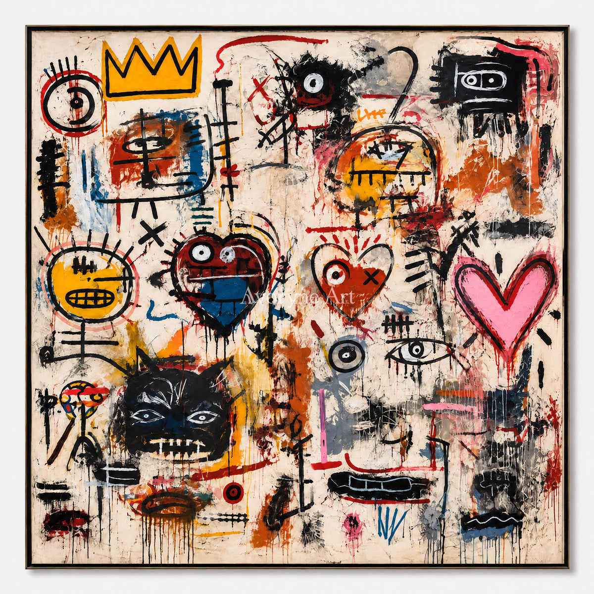 Street Chorus: Pop Colorful Graffiti Faces Wall Art — primary